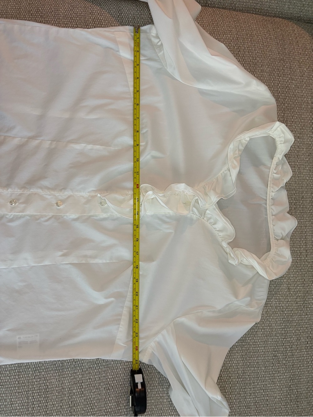 Basler White Ruffle V-Neck Button-Front Blouse - Picture 5 of 7